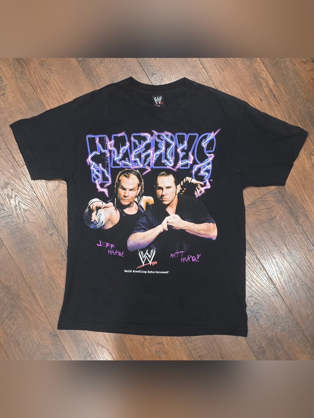 Vintage Jeff Matt Hardy Boyz Lightning Wrestling 2002 WWF WWE Size L Black